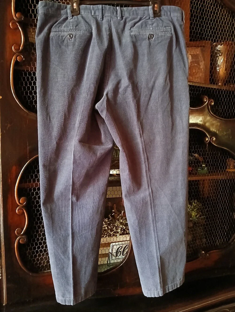 Vintage IZOD Corduroy Pants Mens 40x30 Relaxed Fit Navy Blue Cotton Casual Y2K
